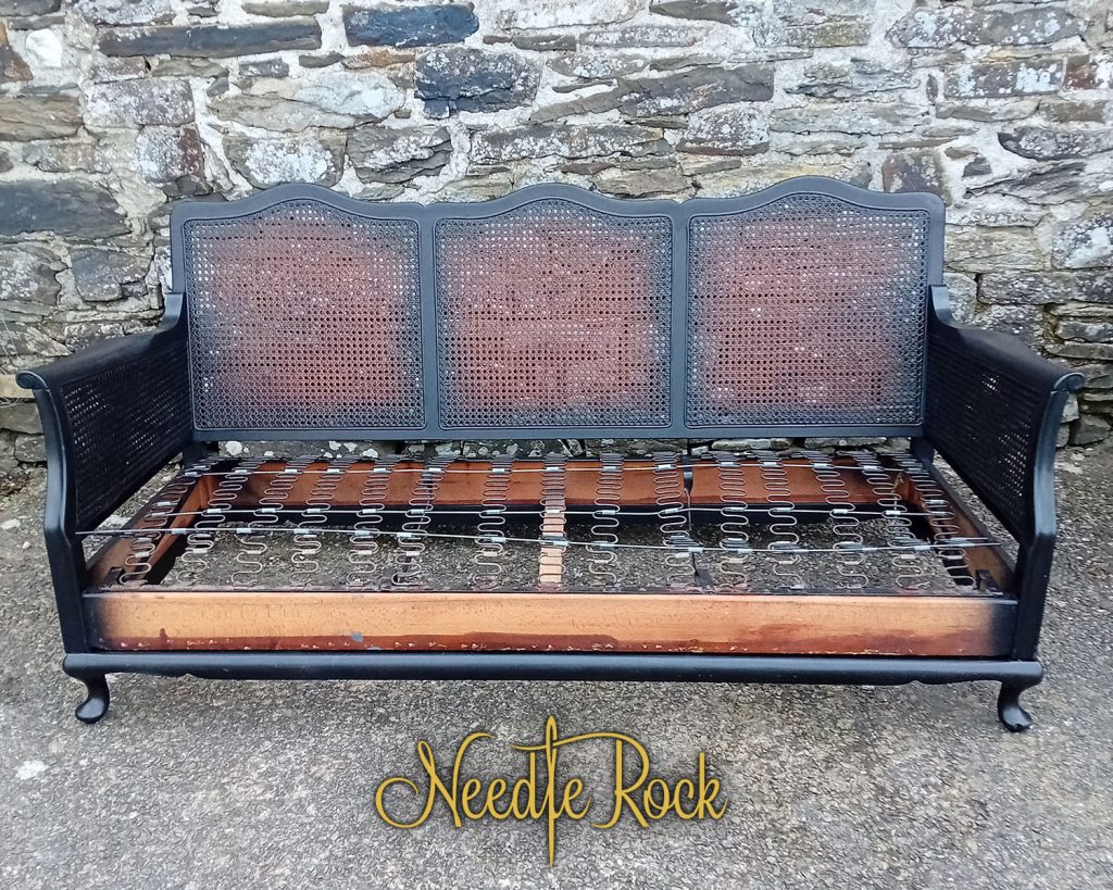 Bergère Suite for sale. Painted black wood.
