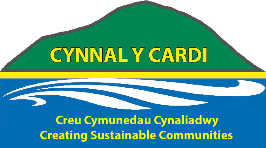 About Us: Cynnal y Cardi logo with the slogan 'Creating Sustainable Communities' in English and Welsh.