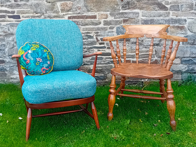 Mari's Ercol chair and refinished Captain's chair 